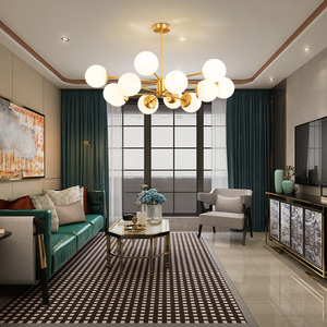 客厅吊顶轻奢灯具现代简约全铜主灯2021年新款网红北欧魔豆分子灯