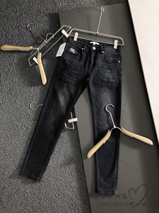 dior迪奥新款牛仔裤男刺绣字母logo黑灰小蜜蜂长裤男士休闲小脚裤