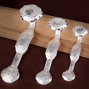 足银s999如意纯银摆件实心手把件高端礼品收藏送人家居装饰开业礼