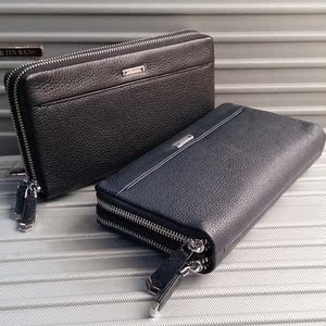 金路达男士手包手拿包手抓包牛皮双层拉链大容量