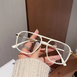 双梁时尚tr90白色眼镜框女潮网红款防蓝光平光镜男士眼镜素颜神器