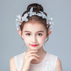 儿童头花女童头饰超仙花环发箍小孩公主发带森女蝴蝶花童发饰演出