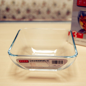 菲内克斯钢化透明玻璃碗创意水果沙拉碗四方碗汤碗面碗微波炉专用