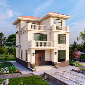 3033两开间三层楼房新农村宅基地自建房土建经济小型别墅设计图纸