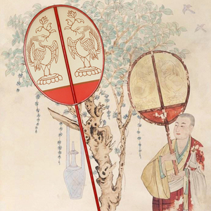 念善居敦煌复原却扇障扇仪仗扇舞蹈扇椭圆扇宫扇长柄团扇汉服配饰