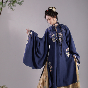 瞳莞明制汉服女原创设计竖领对襟大袖长衫秋冬季绣花内搭仙云弄巧