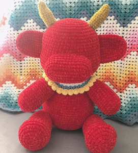 西米概念 手工钩织毛线玫瑰牛 钩针玩偶大号牛材料包 送新手教程