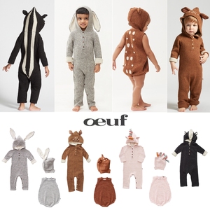 OEUF AW20 正品不退货婴儿童趣动物100%羊驼绒针织连身衣针织套装