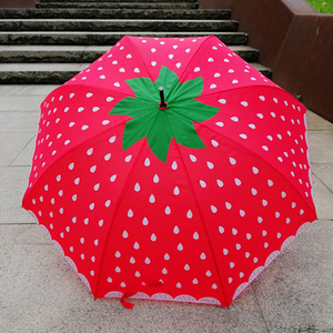 创意小清新可爱草莓伞个性公主拱形雨伞自动大红长柄伞