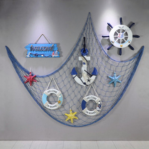 地中海风格渔网挂饰海洋风主题装饰网挂件客厅餐厅儿童房墙面壁饰