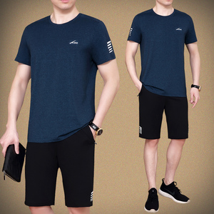 品牌唯品会京东商城官网购物中年大码男士运动服套装男夏短袖短裤