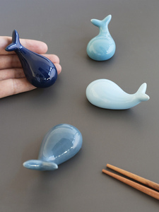 创意可爱陶瓷鲸鱼筷子托可爱动物筷枕酒店餐桌个性摆台餐具勺子架