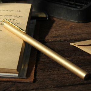 爱皮本 手工黄铜金属笔黄铜笔中性签字笔 复古签字笔高档黄铜包邮