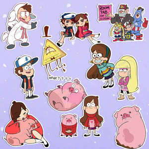 怪诞小镇贴纸gravity falls摇摇周边笔记本电脑旅行箱贴画防水