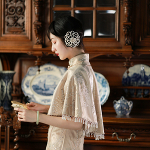 金簪意丨一城风絮丨民国风百搭珠片绣复古旗袍外套女短款披肩日常