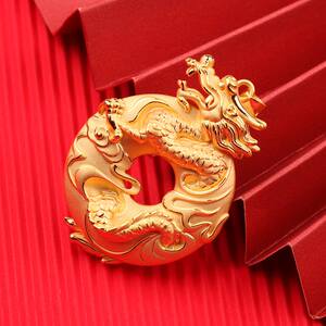 金龙斧头黄金吊坠男 999足金生肖龙项绳盘龙斧挂坠送男友生日礼物0人