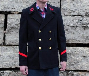 法国法军 原版公发 海军呢子毛料大衣 短款常服古着740冬装军大衣