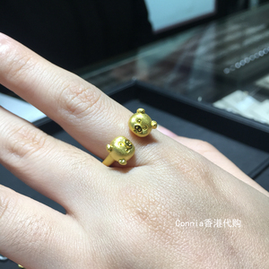 香港周生生专柜代购足金小猪戒指指环女黄金猪猪闭口戒指生日礼物