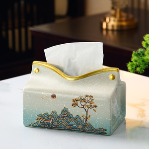 新中式纸巾盒高档家居客厅茶几餐桌餐巾抽纸盒国潮设计感纸抽盒子