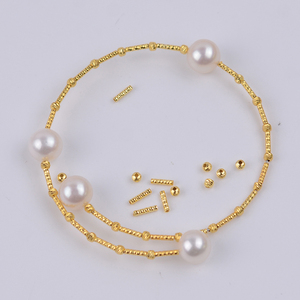 s925银车花小管子直管银珠金珠巴洛克手镯项圈diy配件材料潮4392