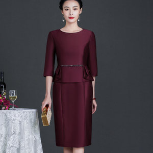 五月新娘结婚庆妈妈婚宴礼服春夏季假两件套连衣裙高端婚礼喜婆婆