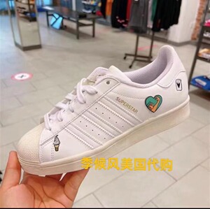 季候风美国代购 adidas 阿迪达斯金标super star 冰淇淋爱心 板鞋