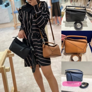 代购新品loewe/罗意威女包puzzle几何拼接包小号斜挎单肩手提包