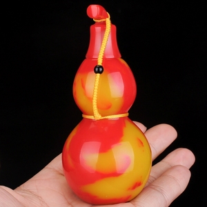 天然戈壁玉葫芦摆件把件鸡血玉手把件新疆金丝玉羊脂白鸡血红玉