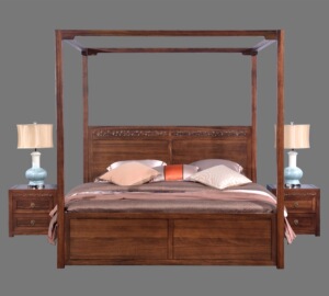 春秋一木 实木家具 实木架子床系列 新中式古典风格 新中式架子床