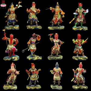 16寸佛堂寺庙十二药叉药师12神将大金刚月神菩萨树桌面佛像摆件