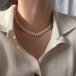 新款精品独特天然小麦穗淡水珍珠项链女款纯银高级感锁骨链小众潮