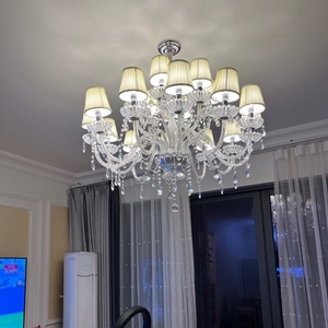 简约现代水晶吊灯欧式轻奢华蜡烛水晶吊灯带灯罩LED卧室客厅餐厅