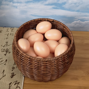 仿藤塑料手工收纳筐水果篮藤编家用桌面编织整理筐圆形鸡蛋篓零食