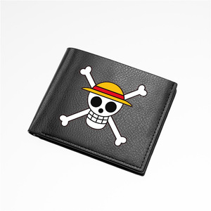 海贼王钱包时尚简约男士黑色短款折叠皮包银行卡证件航海王卡包