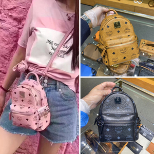 韩国代购MCM女包经典款铆钉印花小号双肩包新款mini男女旅行背包