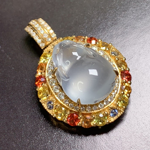 佳佳翡翠直播间珠宝定制天然a货18k金镶嵌高冰种三脚金蟾戒指