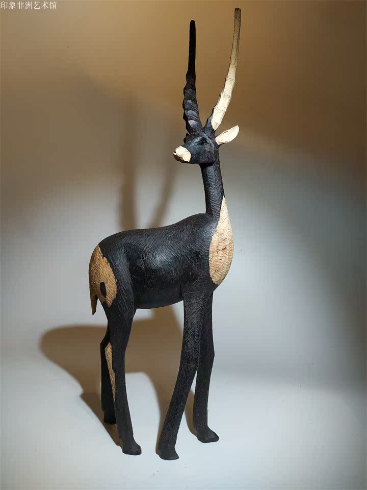 非洲进口黑木雕乌木雕刻羚羊洋洋得意红木摆件坦桑尼亚家居饰品