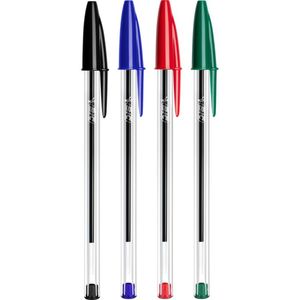 BIC比克Cristal圆珠笔水晶1.0 0.7mm蓝黑红手账用笔penbeat