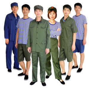 80年代怀旧服装70农民装男老工人演出服海魂衫套装60复古知青衣服