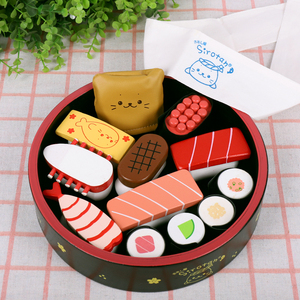 儿童仿真日本食玩寿司玩具小朋友甜点便当木制厨房过家家游戏套装