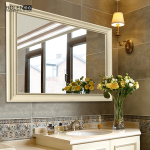 BOLEN欧式浴室镜防水浴室柜镜子壁挂镜美式乡村卫生间镜子可定做
