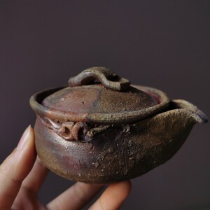 【瓜田居】森丁斋主人杯日本进口备前烧名家茶具茶壶手抓壶宝瓶