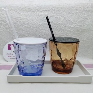 免费定制logo广告欧式钻纹亚克力塑料杯带盖水杯美发容杯不是玻璃