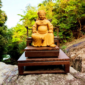 桧木广泽尊王十三太保实木人物圆雕有底座家居佛堂供奉工艺品摆件