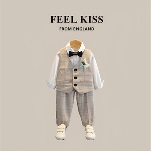 英国Feelkiss男童秋装新款西装套装花童婚礼伴童礼服男孩儿童服装