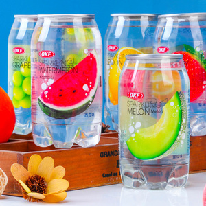 韩国进口OKF牌果味气泡水350ml*6瓶装饮料汽水西瓜葡萄草莓味罐装