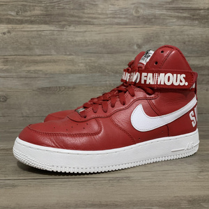 42码 air force 1 x supreme af1 sup联名 高帮白红色 698696-610