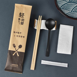 盛荣雅 轻食一次性筷子勺子二合一四件套套装食品级商用外卖定制