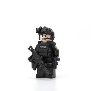兼容乐高军事第三方特种部队警察人仔积木小颗粒男生益智拼装玩具