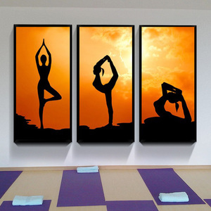 瑜伽馆背景墙面装饰教室禅意图片海报挂画墙壁画摆件人物剪影画